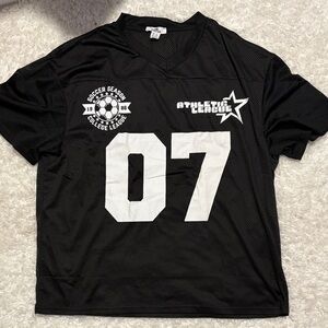 Charlotte Russe Black Mesh Jersey with White '07' Graphic